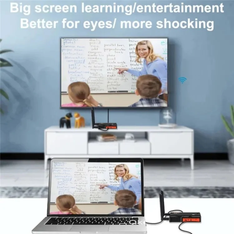 009 200m HD Video Transmitter Receiver WIFI 5.8 Wireless Display Dongle Adapter(US Plug) - Image 5