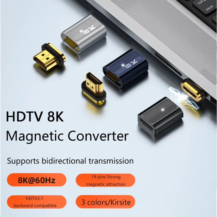 8K 60Hz HDMI Male to HDMI Female Magnetic Adapter (Silver) - Image 4