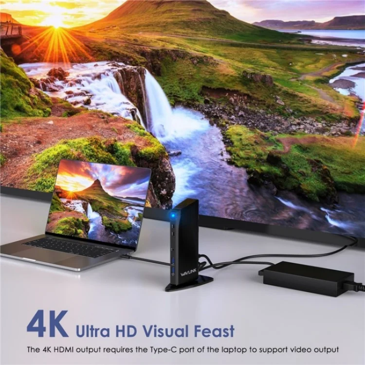 WAVLINK UG39PD1 13 in 1 Type-C Triple Monitors 4K HD Docking Station, Plug:UK Plug - Image 5