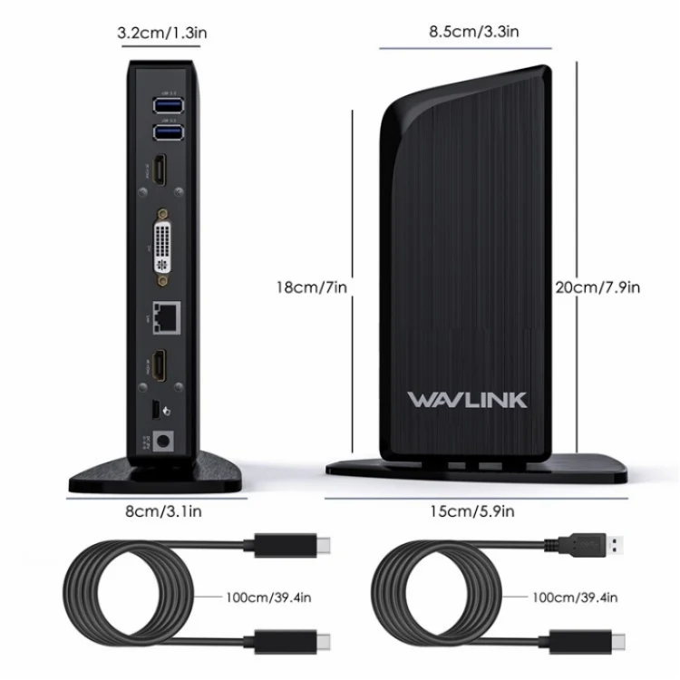 WAVLINK UG39PD1 13 in 1 Type-C Triple Monitors 4K HD Docking Station, Plug:US Plug - Image 3