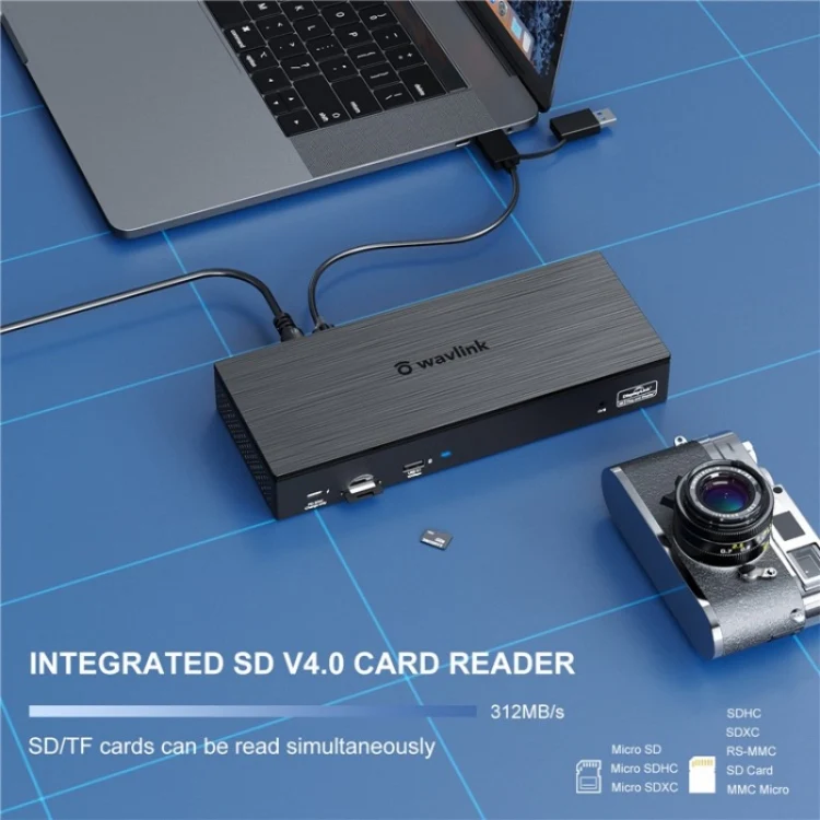 WAVLINK UG69PD8 Pro 18-in-1 DP / HD 5K Quadruple Display USB C Universal Docking Station, Plug:UK Plug - Image 8